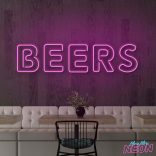 beers neon sign deep pink