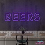 beers neon sign deep purple