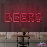beers neon sign deep red