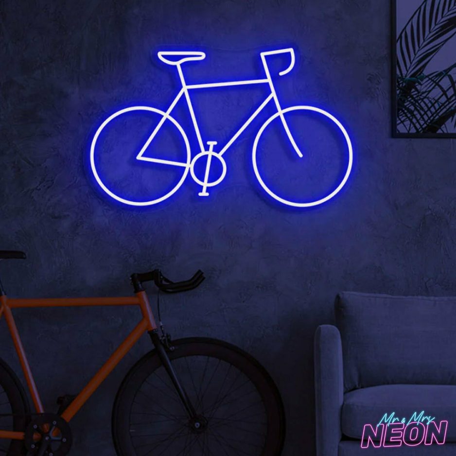 bike neon sign deep blue