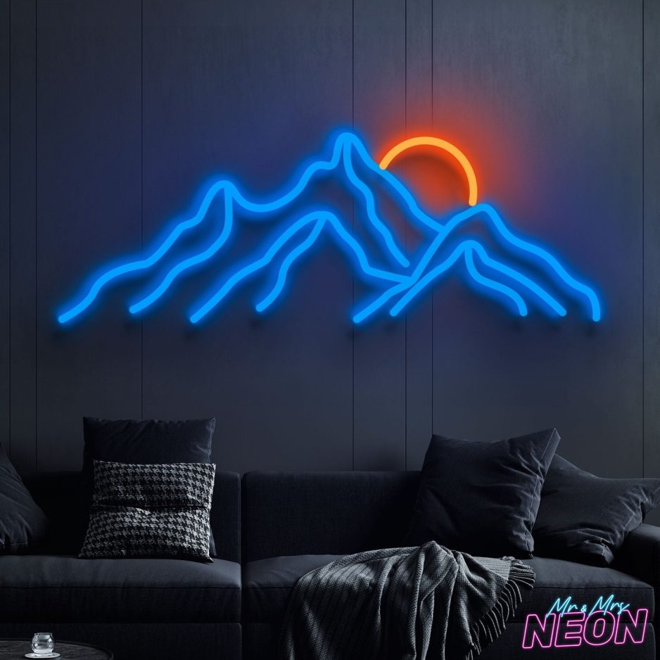 mountain sunrise neon sign