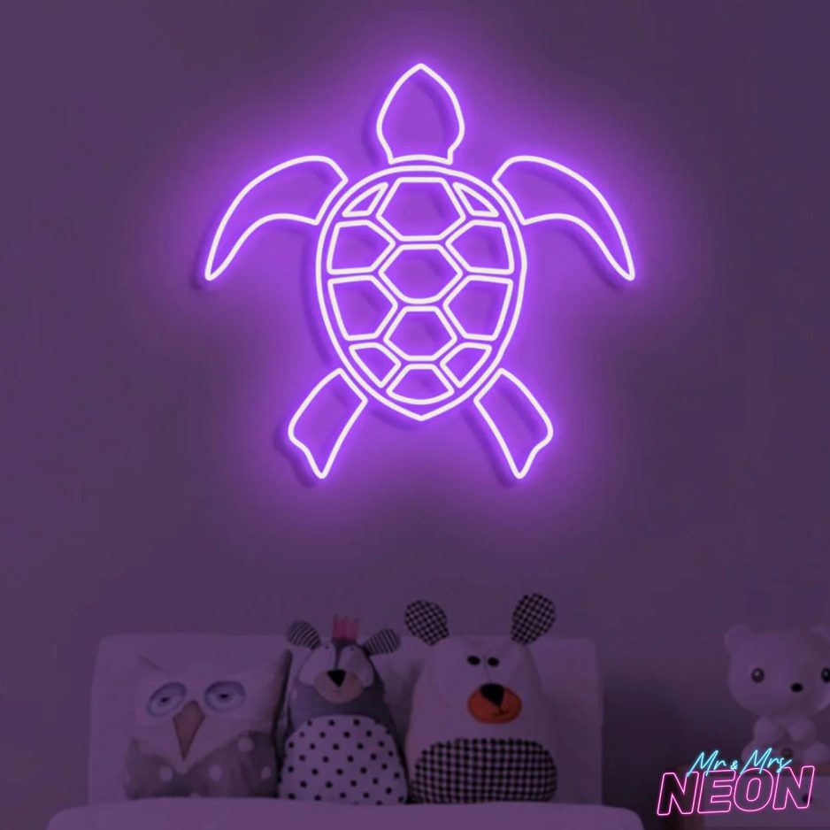turtle neon sign deep purple